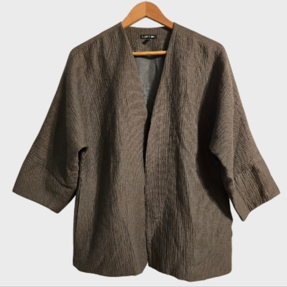 Eileen Fisher Open Cardigan Style Blazer Medium Brown Business Casual Minimalist